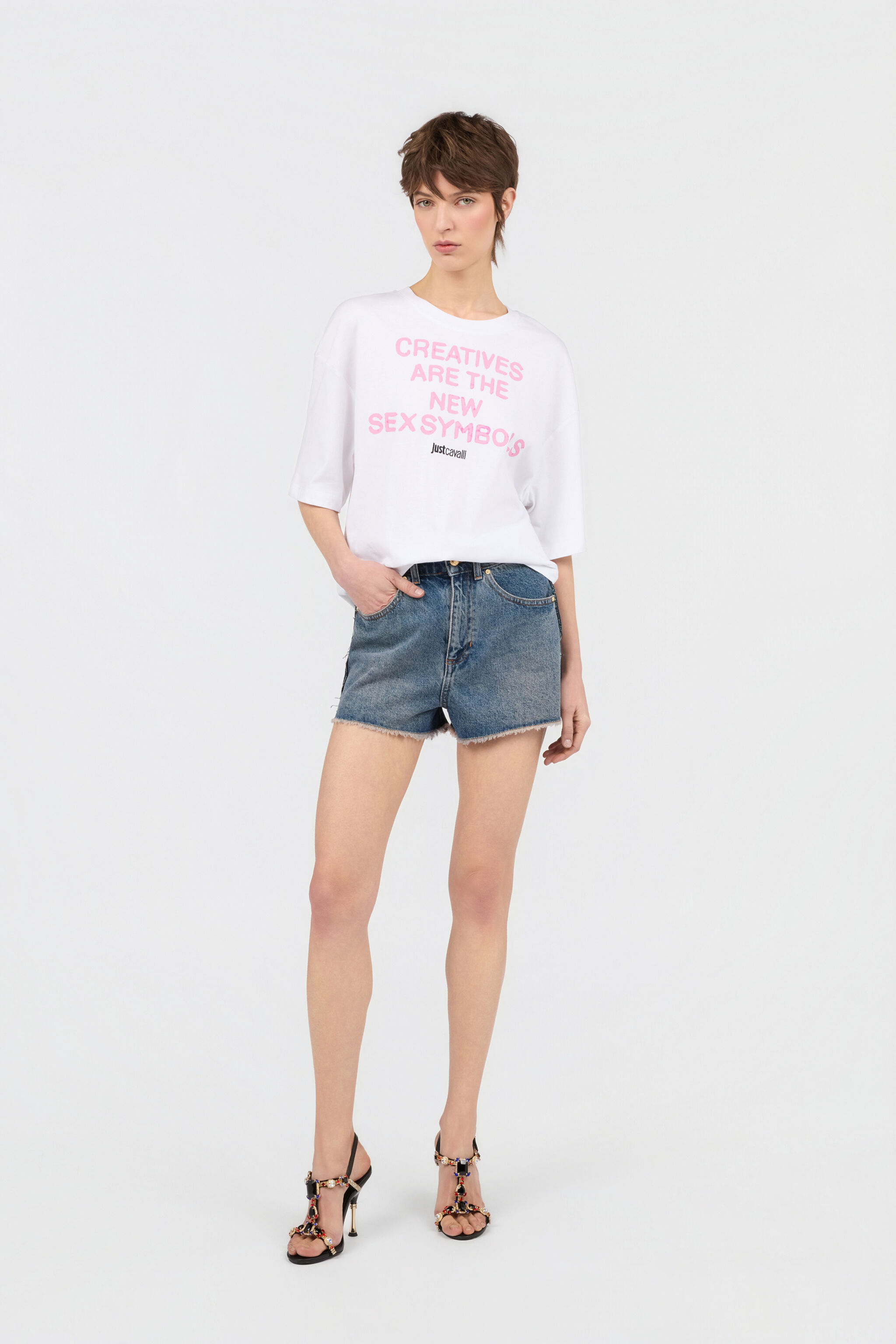 JC White T-Shirt With Logo JC White T-Shirt With Logo WHITE WFT229-WF611