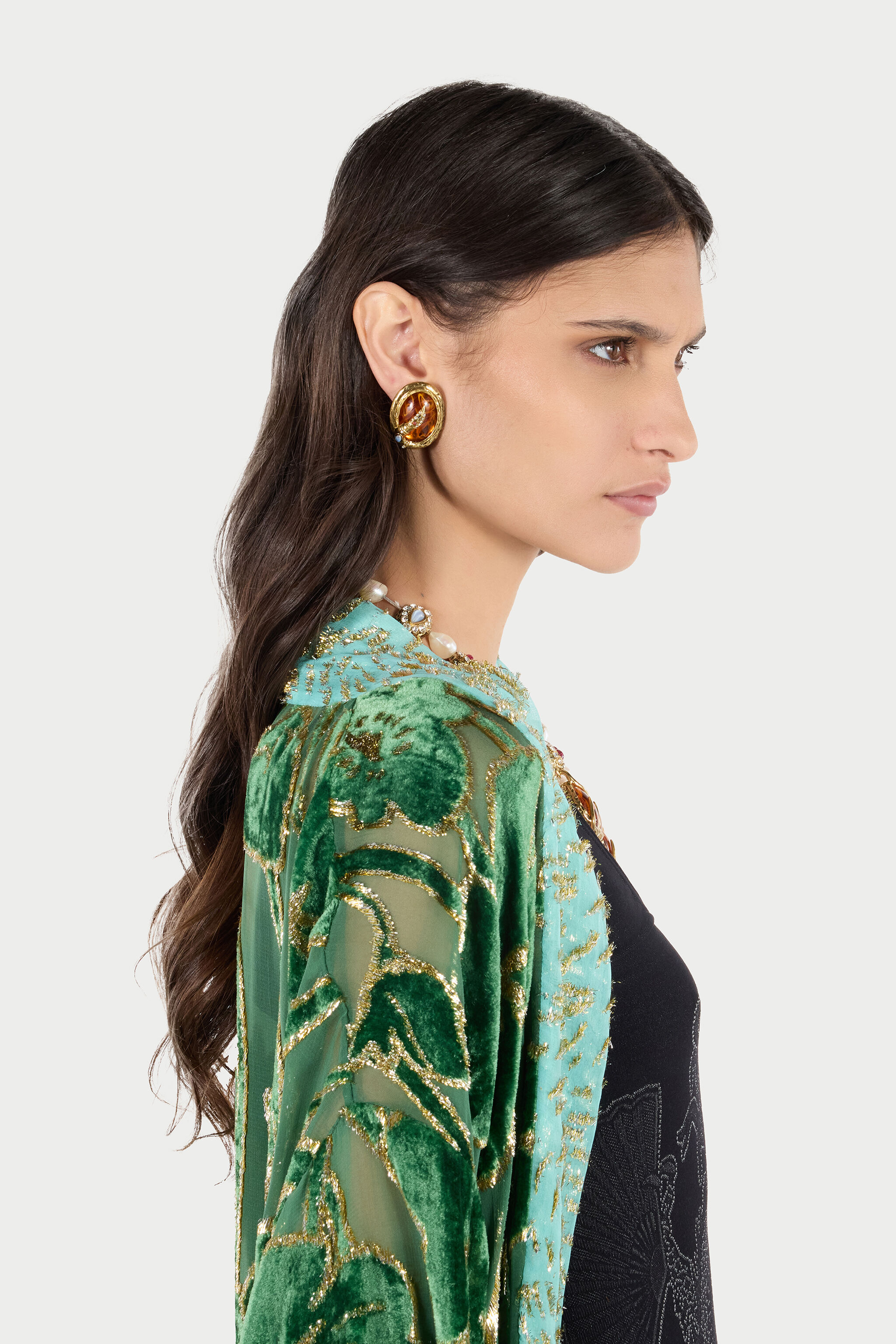 RC Clip-On Earrings in Amber Effect Gold VKG015-AM081