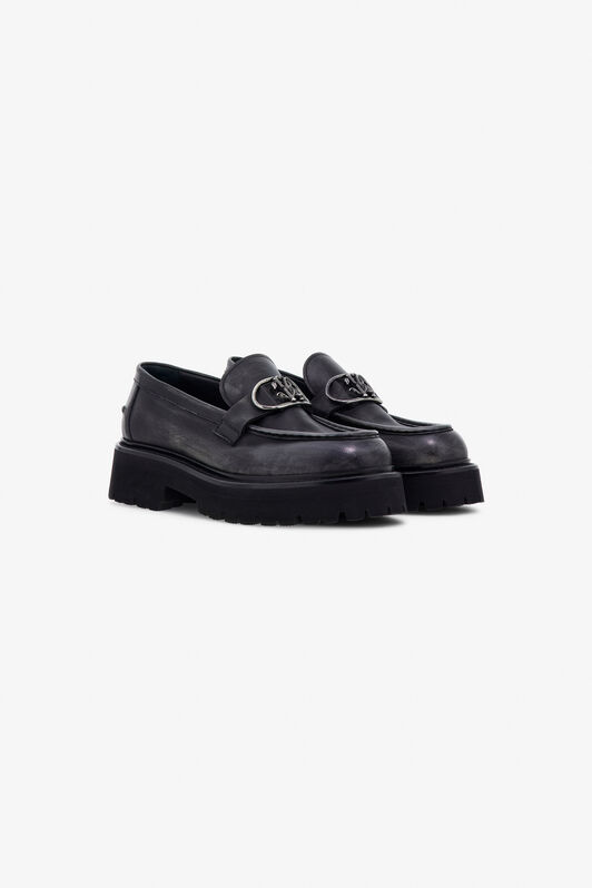 RC Loafers with metal buckle Black TRS020-PN195