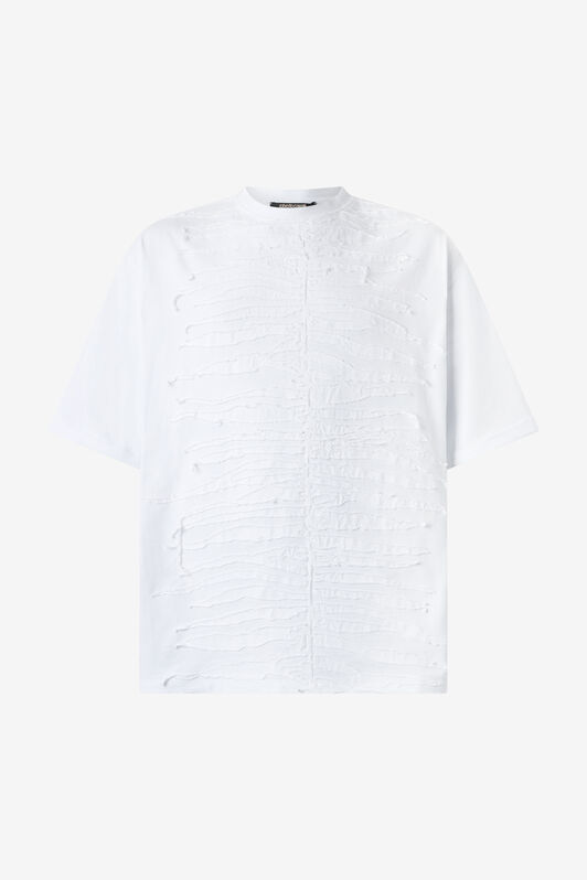 RC Camiseta con textura motivo cebra Blanco URT62N-JD060