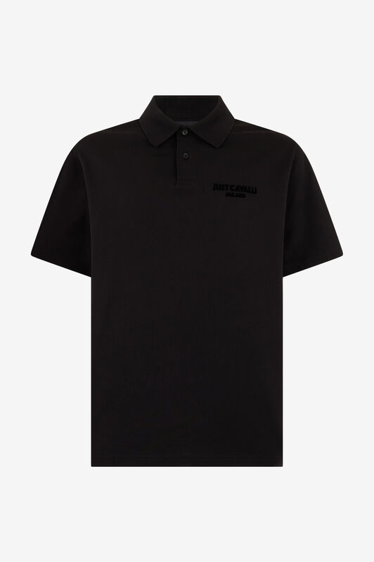 JC Polo Shirt With Top-Stitched JC Monogram BLACK UFT015-UF035