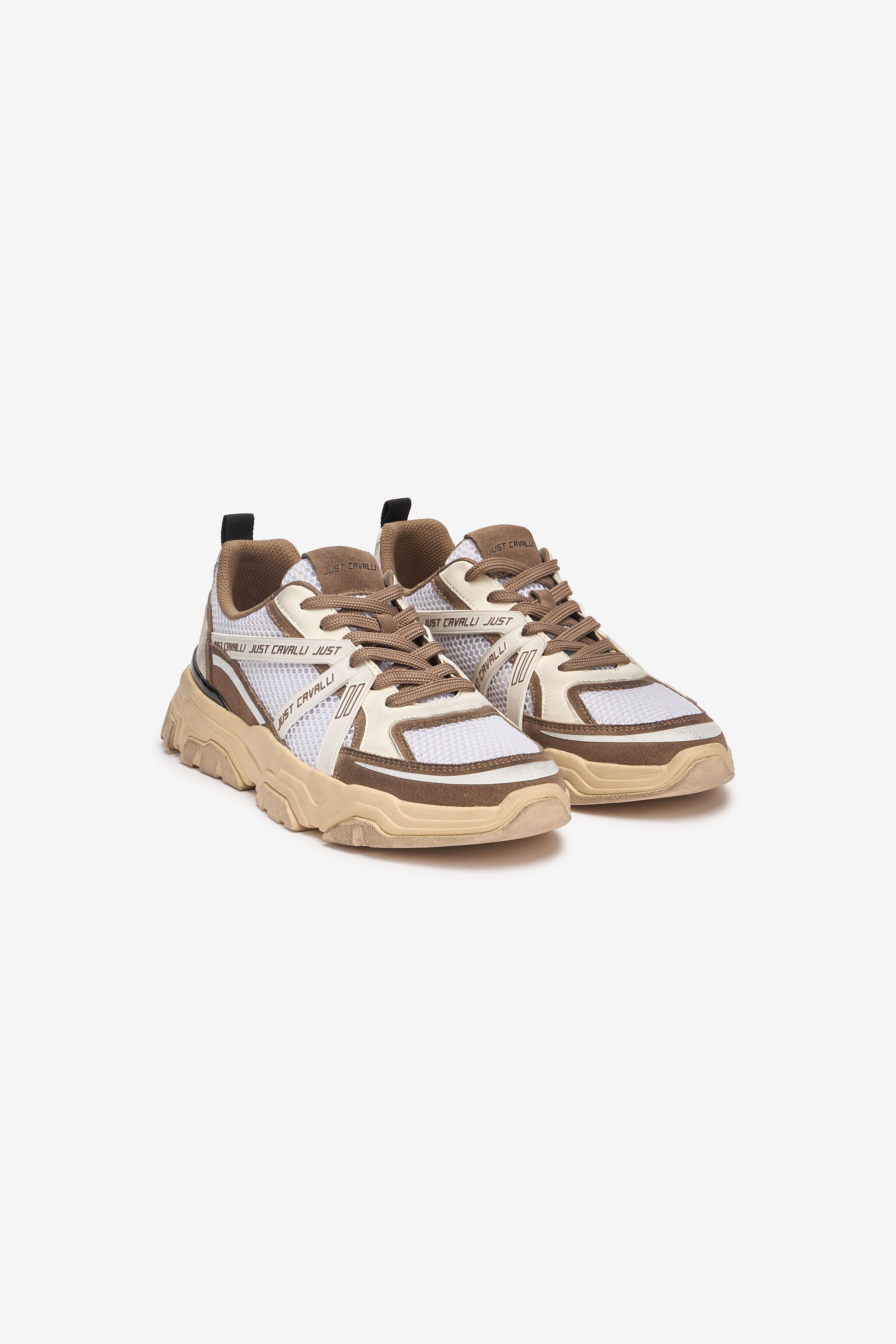 JC Sneakers Mit Logoeinsätzen Weiß/Braun UFS018-UF293