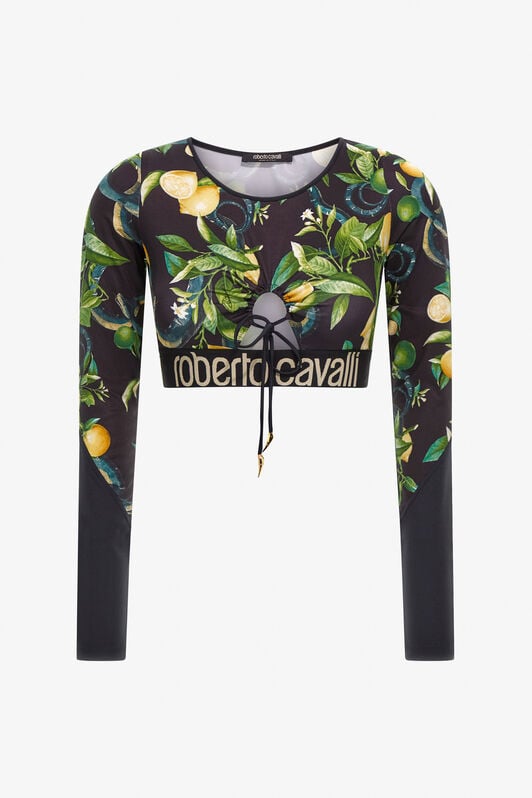 RC Crop top Lemon print Black SKT65A-LNI89
