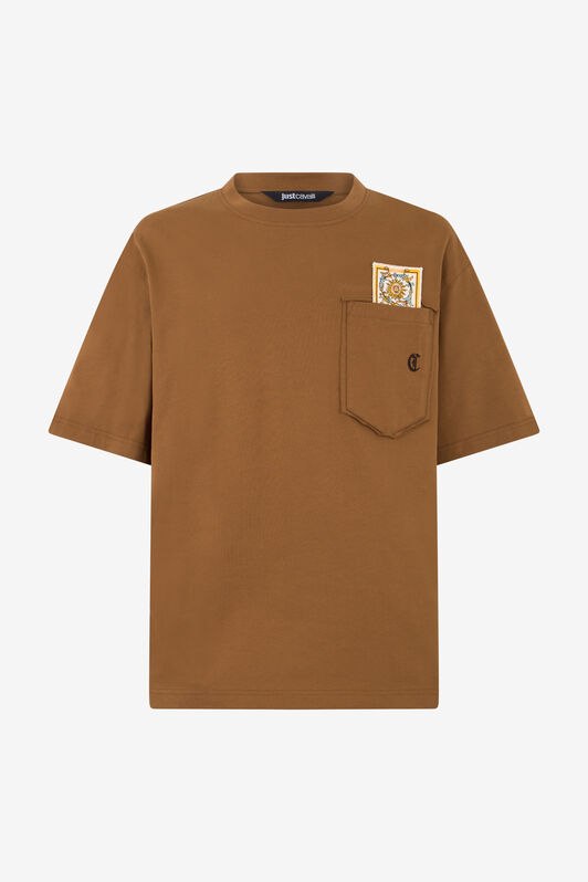 JC Brown T-Shirt With Embroidered Persian Tarot Detail BISON WFT093-WF123