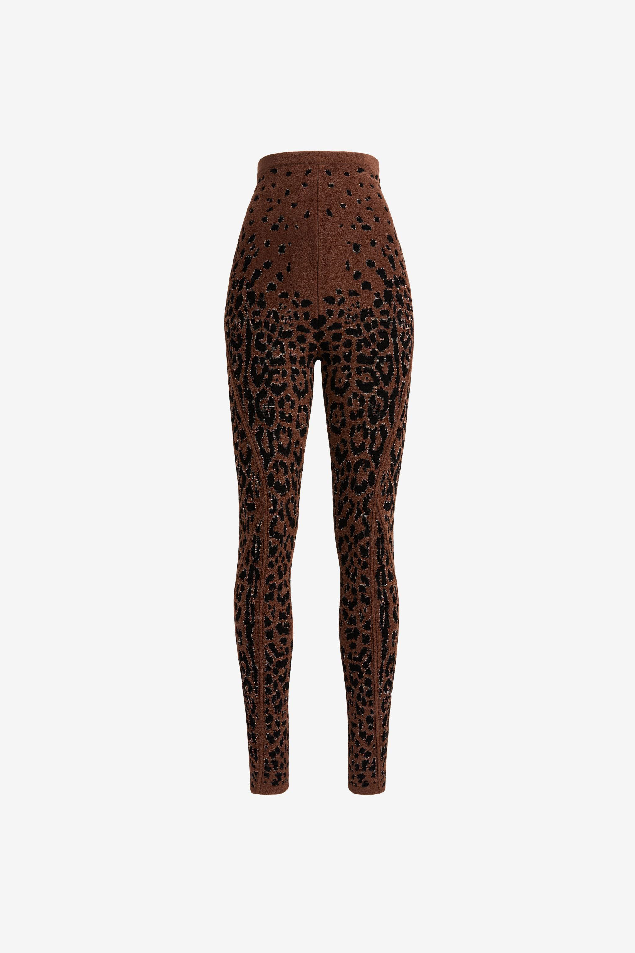 RC Leopard-Jacquard Leggings Dark brown NQM200-CJ021