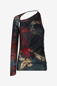 ${brand} One-Sleeve Sweater With Rose And Snake ${colorDescription} ${masterID}