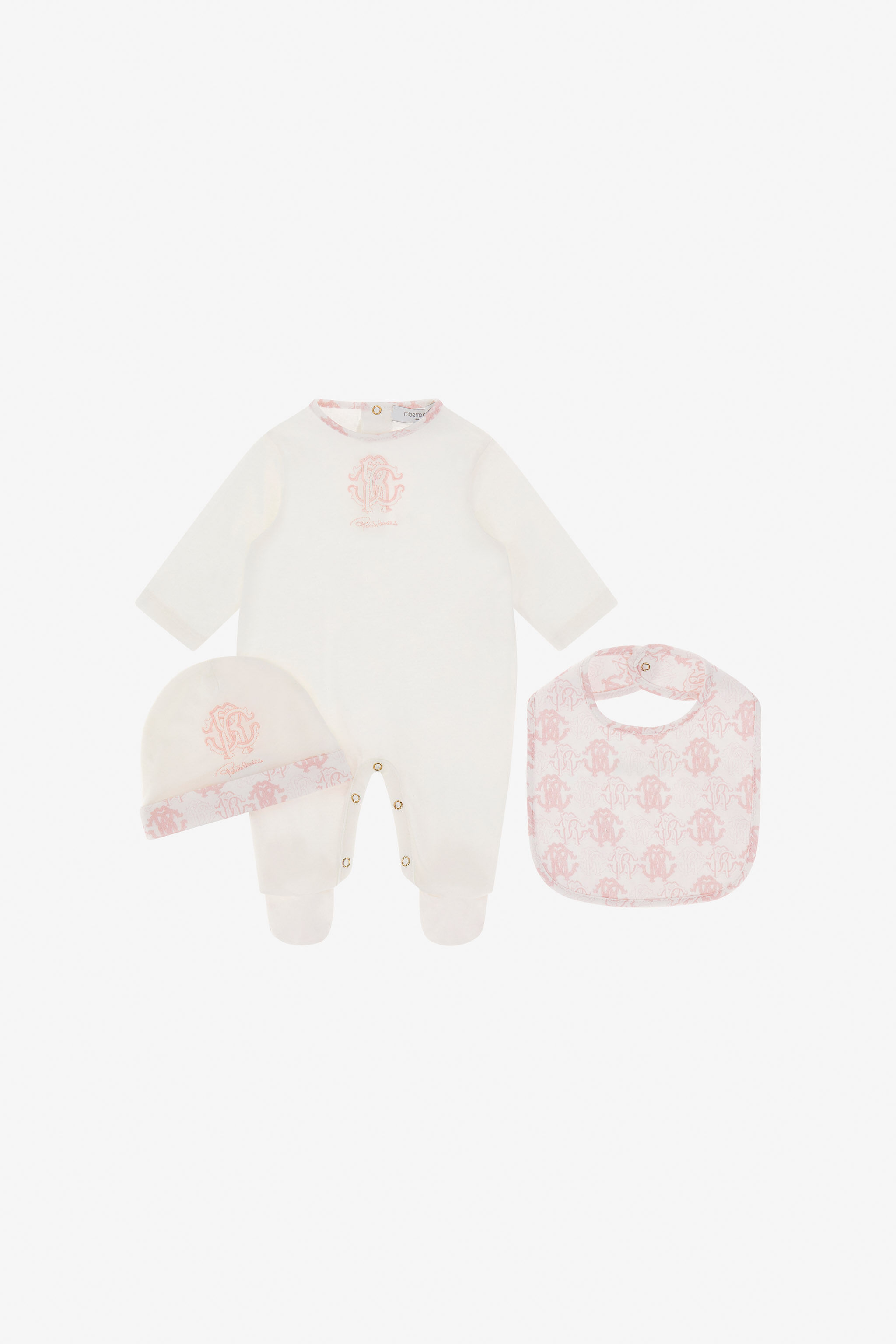 JU RC Monogram-Embroidery Babygrow Set Pink TJT803-JD001