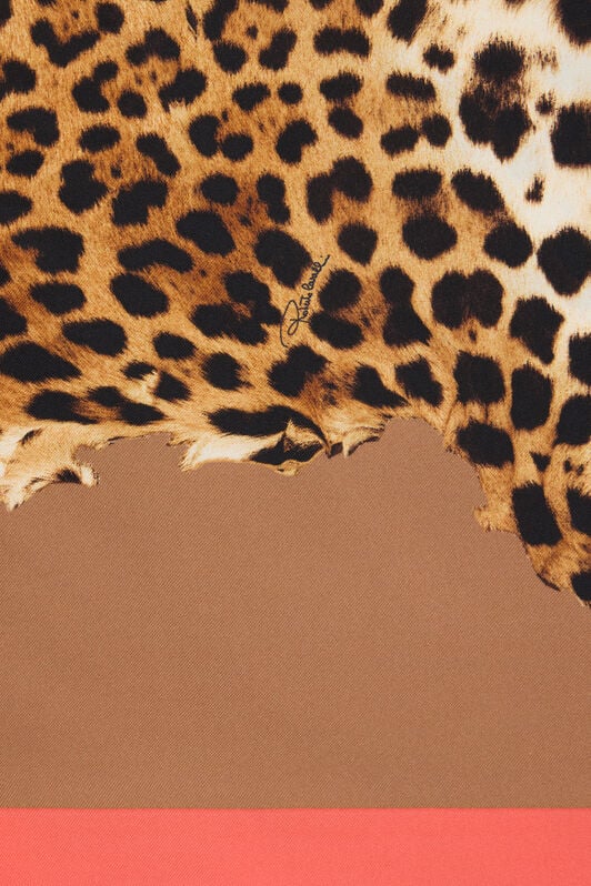 RC Cavalli Pop Print Silk Scarf CORAL RED WQI003-OZR33