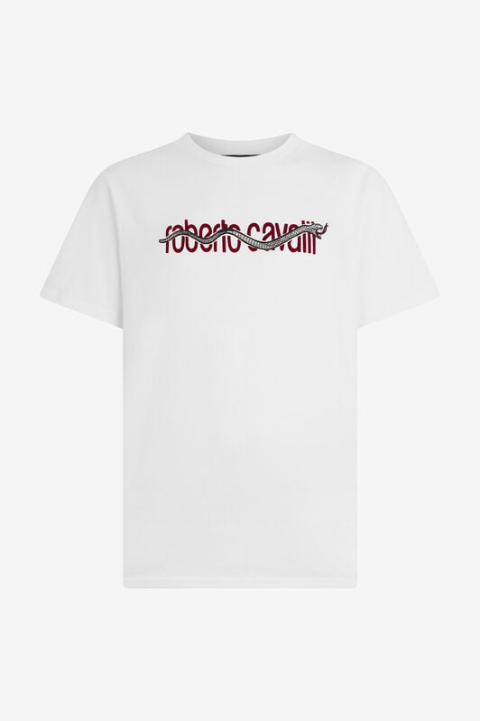 RC White T-Shirt With Embroidered Snake Logo WHITE ROT60C-JD065