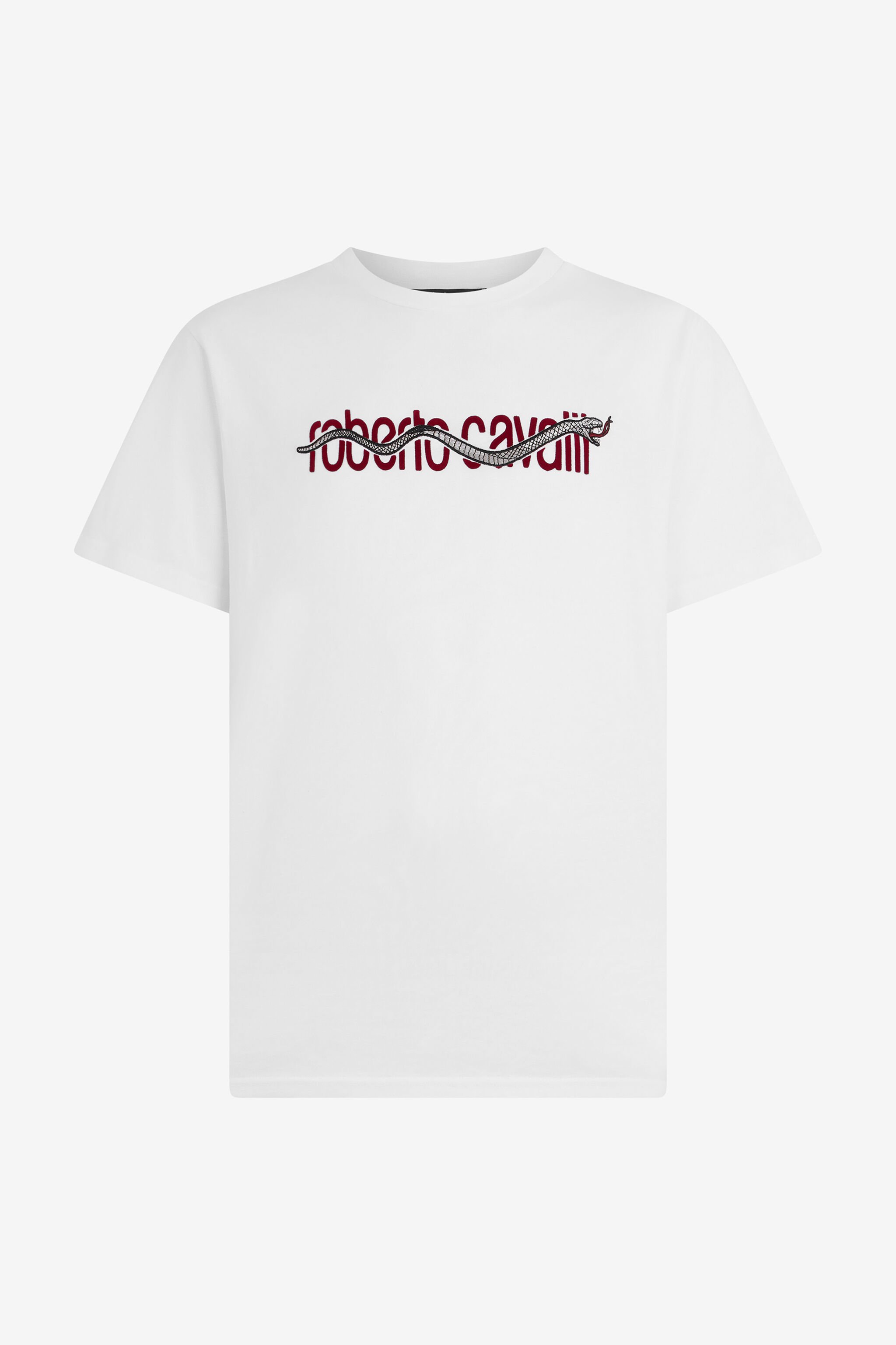 RC White T-Shirt With Embroidered Snake Logo WHITE ROT60C-JD065