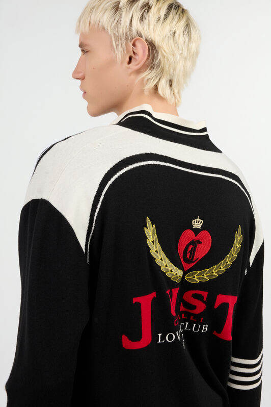 JC Strick-Cardigan mit Polokragen und Logo BLACK VFM007-VF055