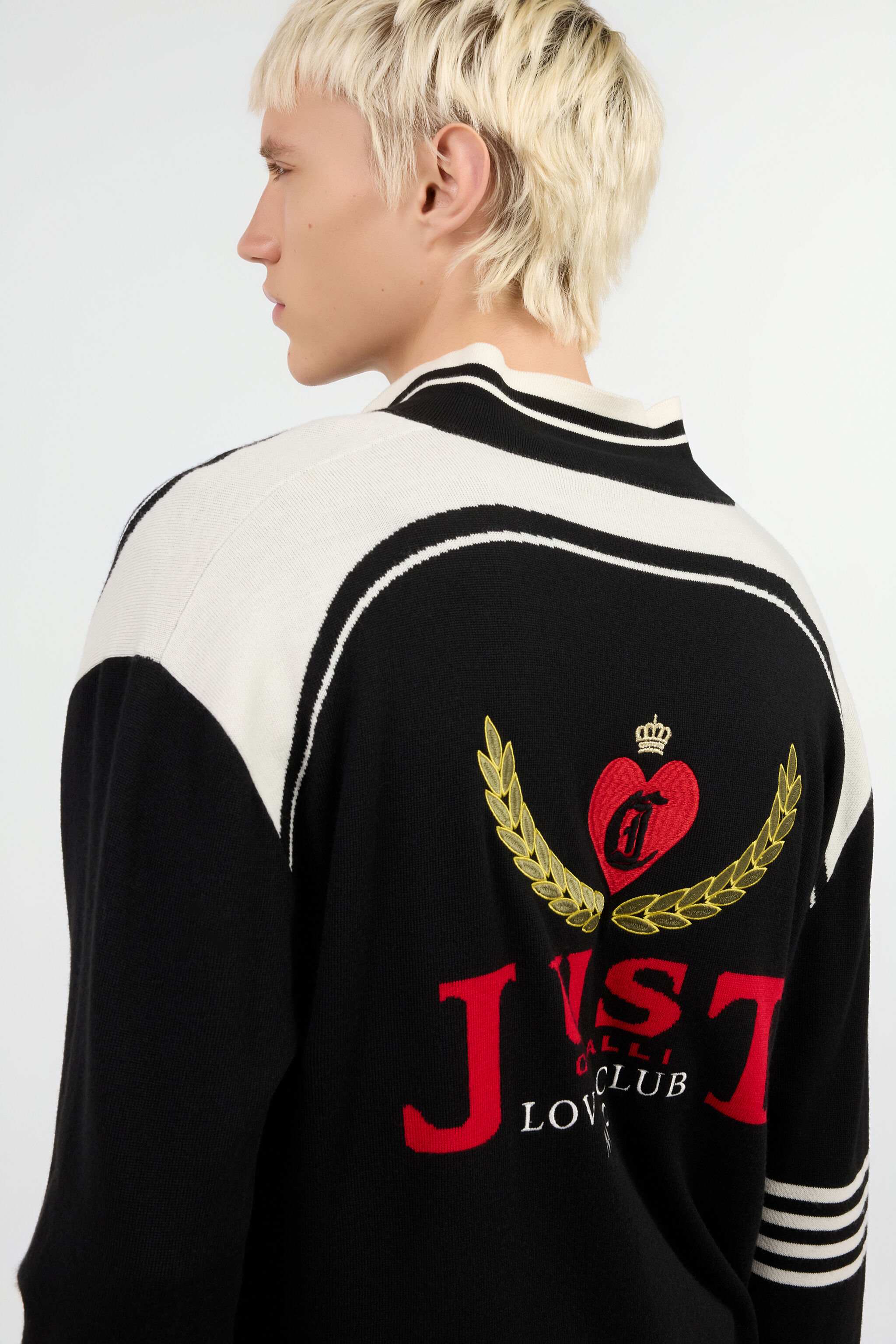 JC Strick-Cardigan mit Polokragen und Logo BLACK VFM007-VF055