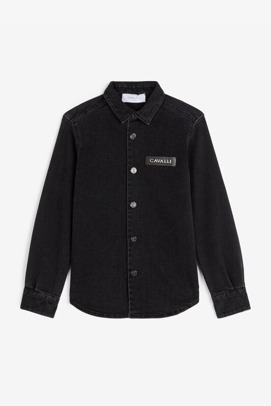 JU Logo-Patch Denim Shirt Black RJJ701-DS015