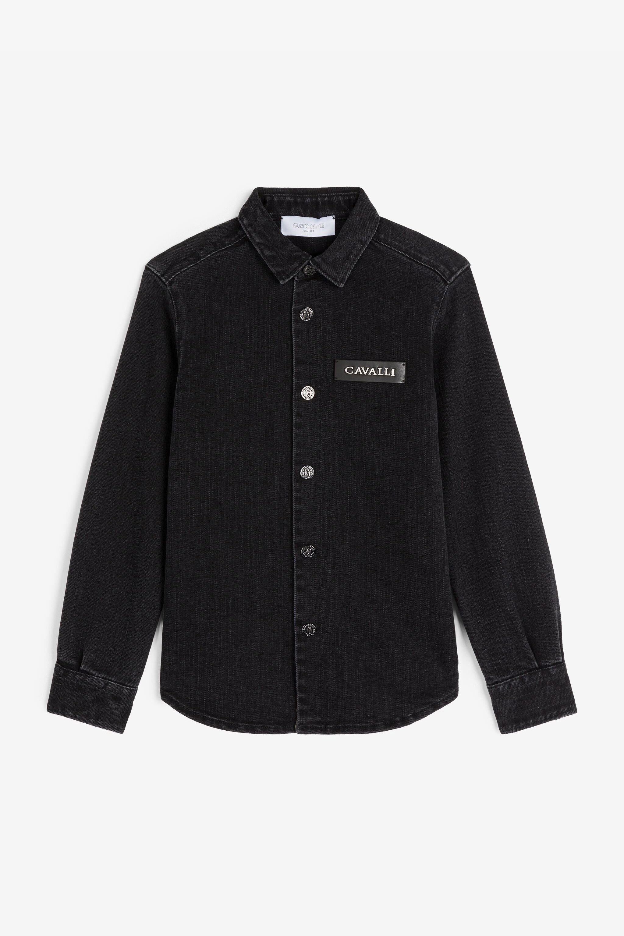 JU Logo-Patch Denim Shirt Black RJJ701-DS015