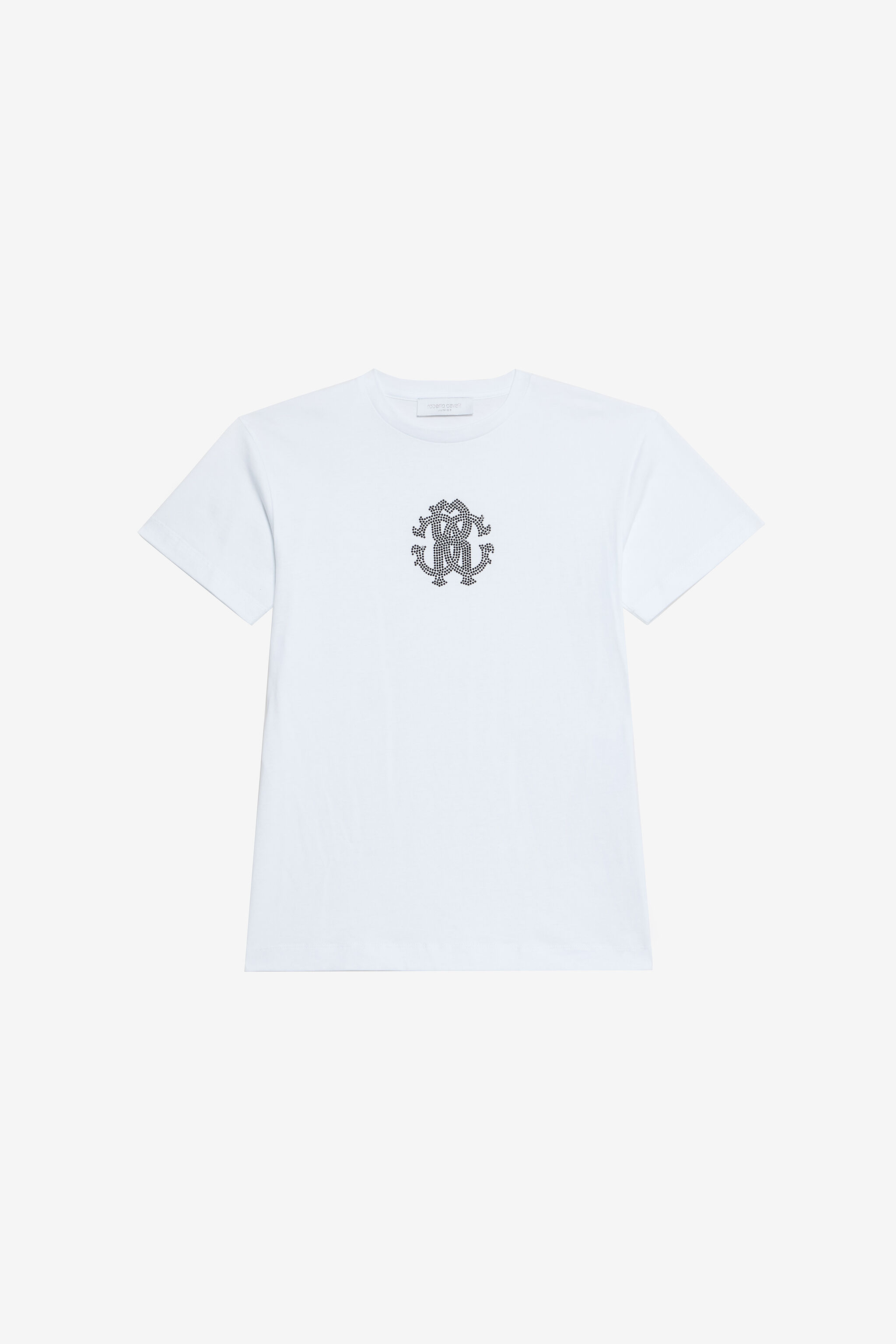 JU Optical White T-Shirt with RC Monogram in Rhinestones OPTICAL WHITE VJT10G-JD001