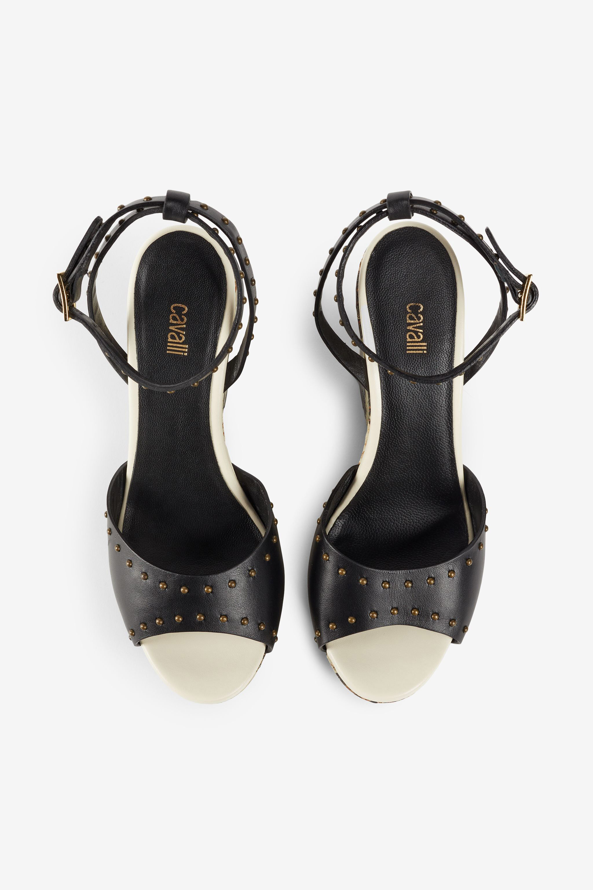 RC Freedom-Print Studded Wedges Black/White OKS007-PZ602