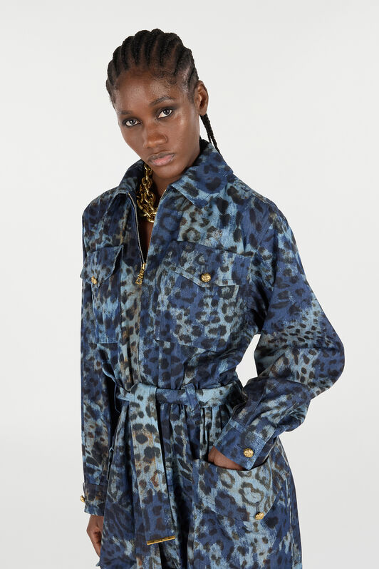 RC Jumpsuit with Animal Print BLU/MARRONE VQJ155-VT010
