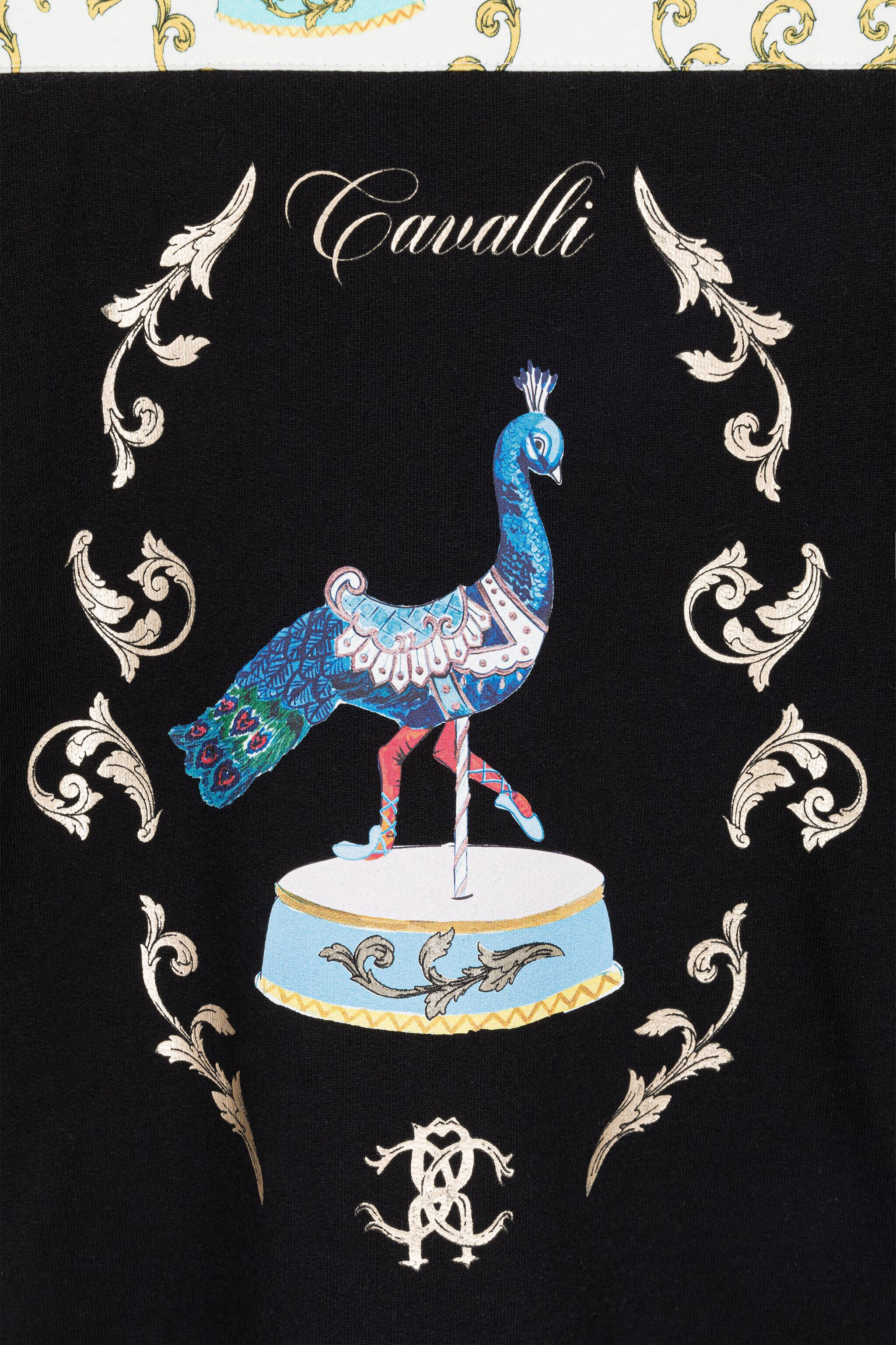 JU Chaqueta de algodón con capucha y estampado Filigree Negro RJT928-5OG86