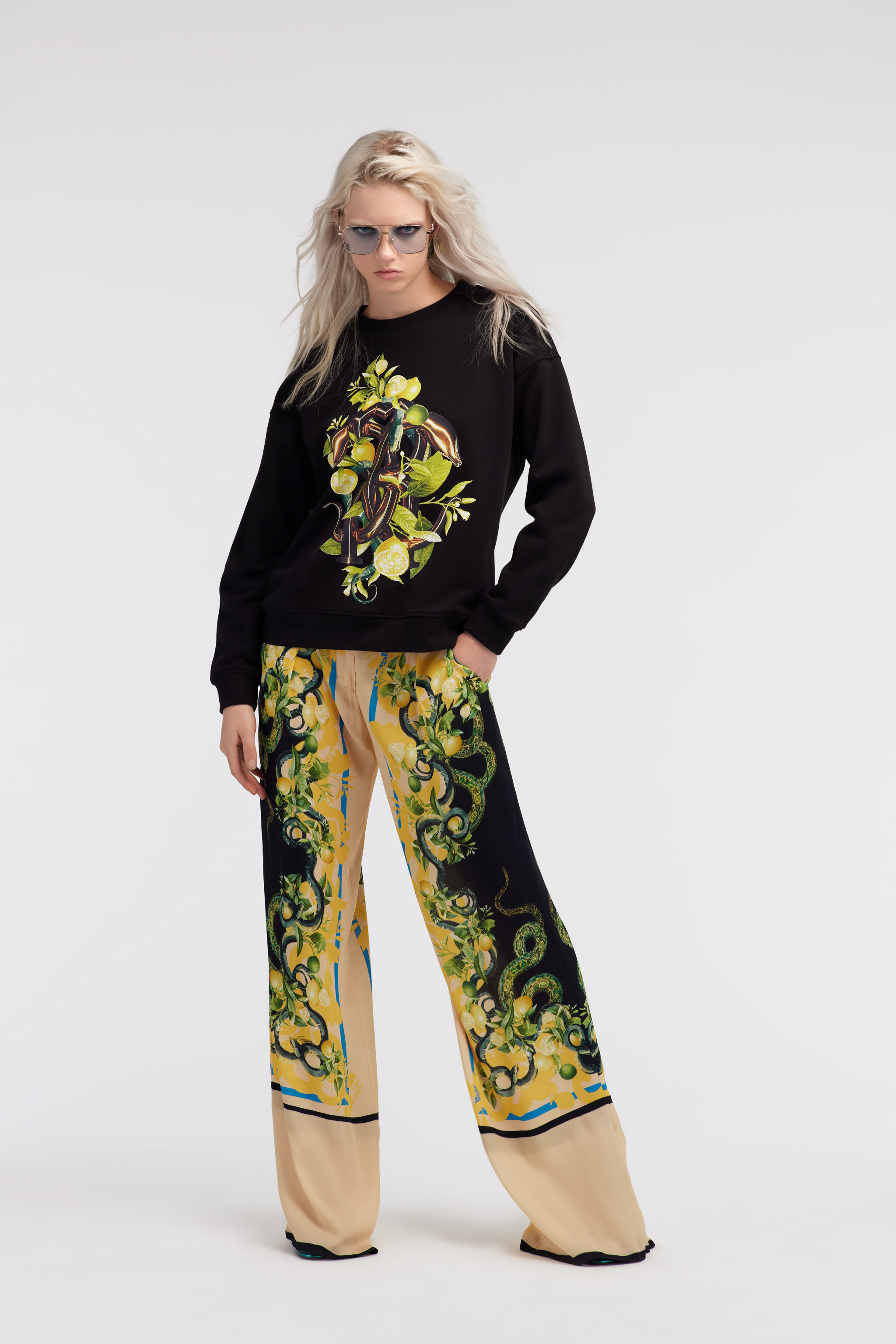 RC Lemon and Snake print sweatshirt Black SKT64B-CF020
