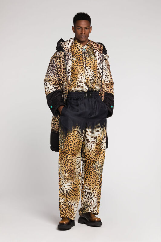 RC Leopard-Print Silk Trousers Light brown RRT220-2N411