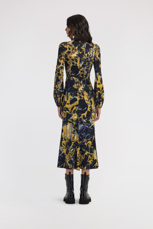 RC Marble Print Dress Gelb TWT136-LNN19