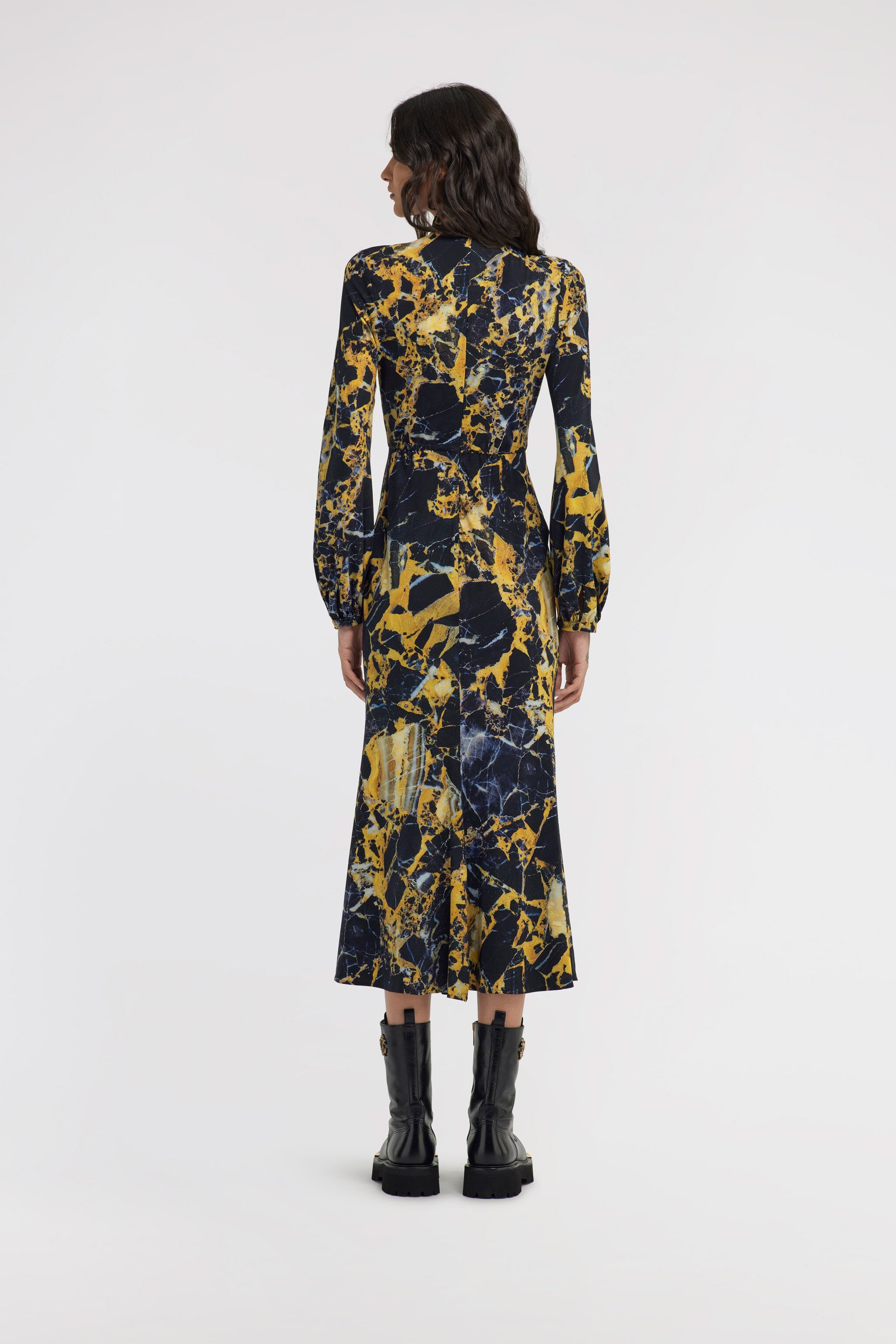 RC Marble Print Dress Gelb TWT136-LNN19