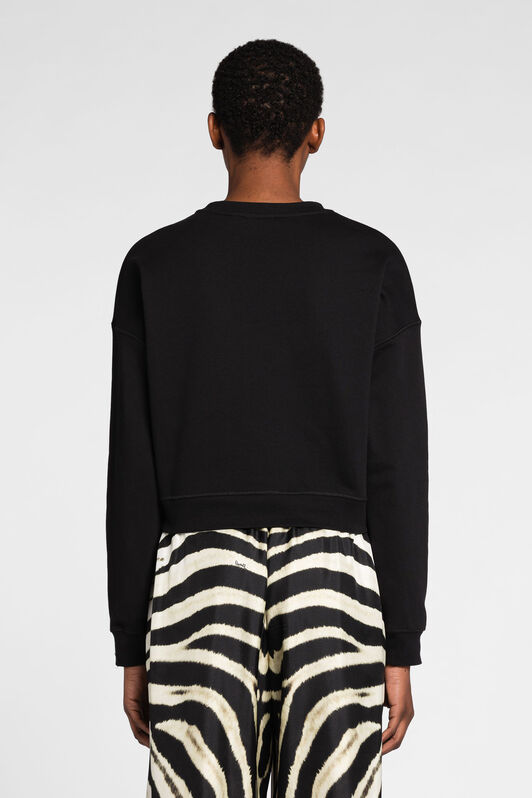 RC Logo-Embroidered Cropped Cotton Sweatshirt Black OKT66A-CF050