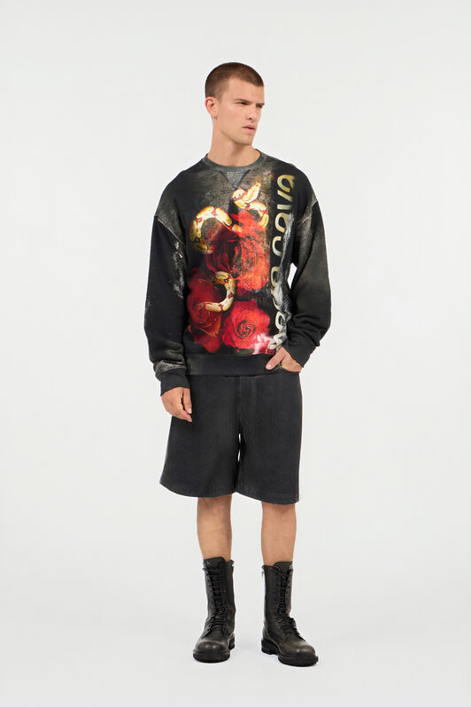 RC Roses And Snake Print Sweatshirt Red URT68C-5ON67