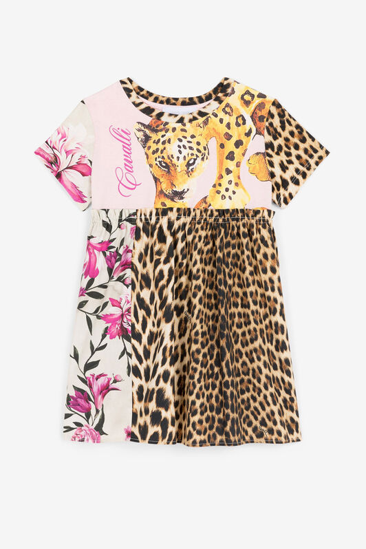 JU Leopard And Flower-Print Dress JU Leopard And Flower-Print Dress Pink OJT164-ISA2J