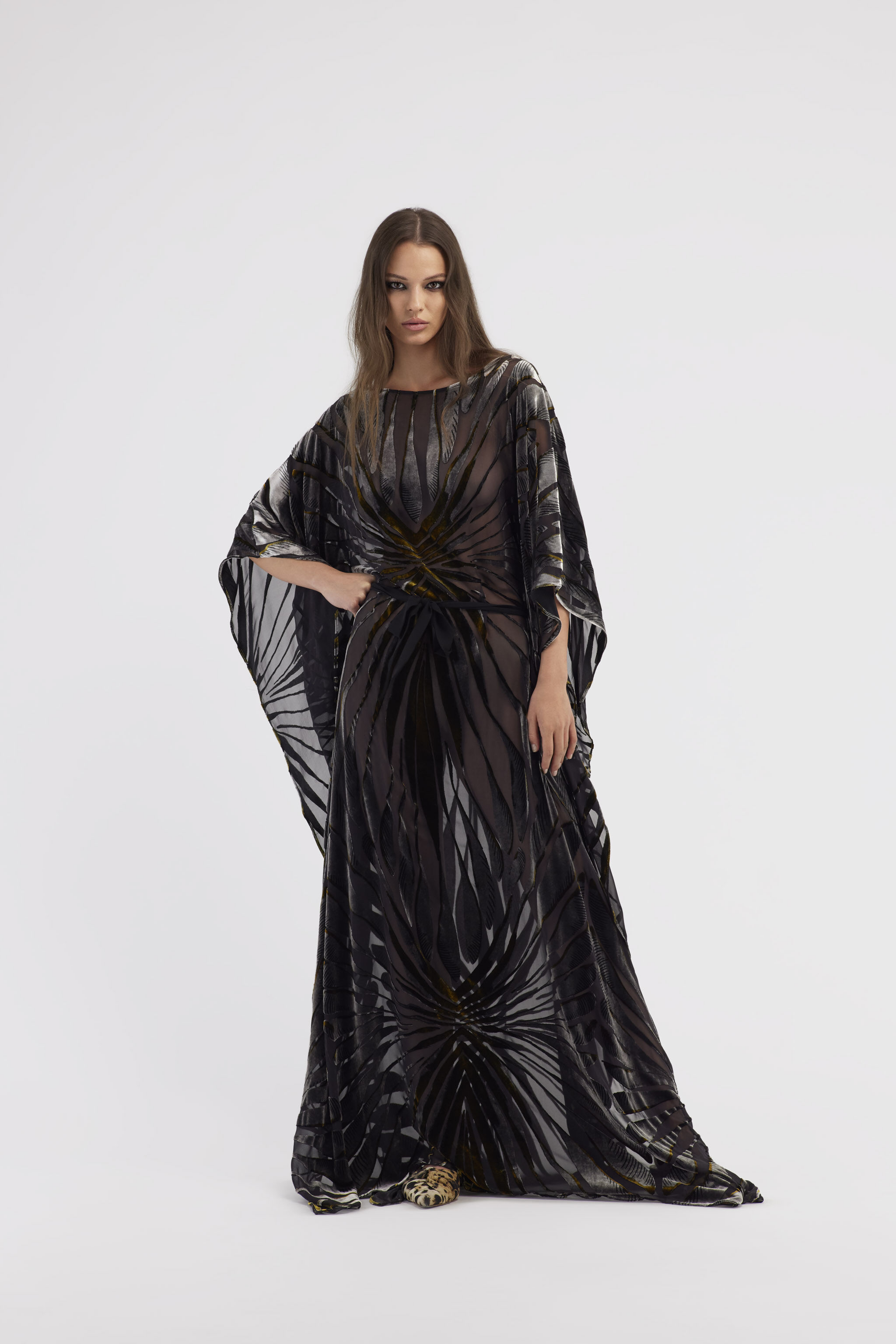 RC Samt-Kaftan mit Ray of Gold-Druck Schwarz RWT180-VLI15