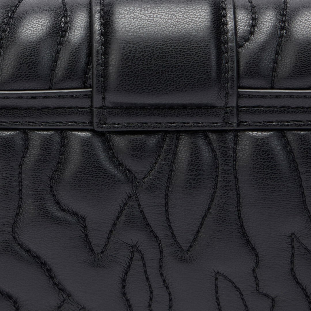 JC Crossbody Bag With Top-Stitching And Mirror Snake BLACK UFB028-UF397