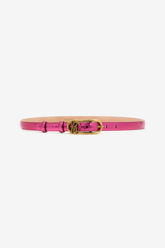 RC Laminated Leather Belt with Snake Print Fuchsia SKC005-PZ579