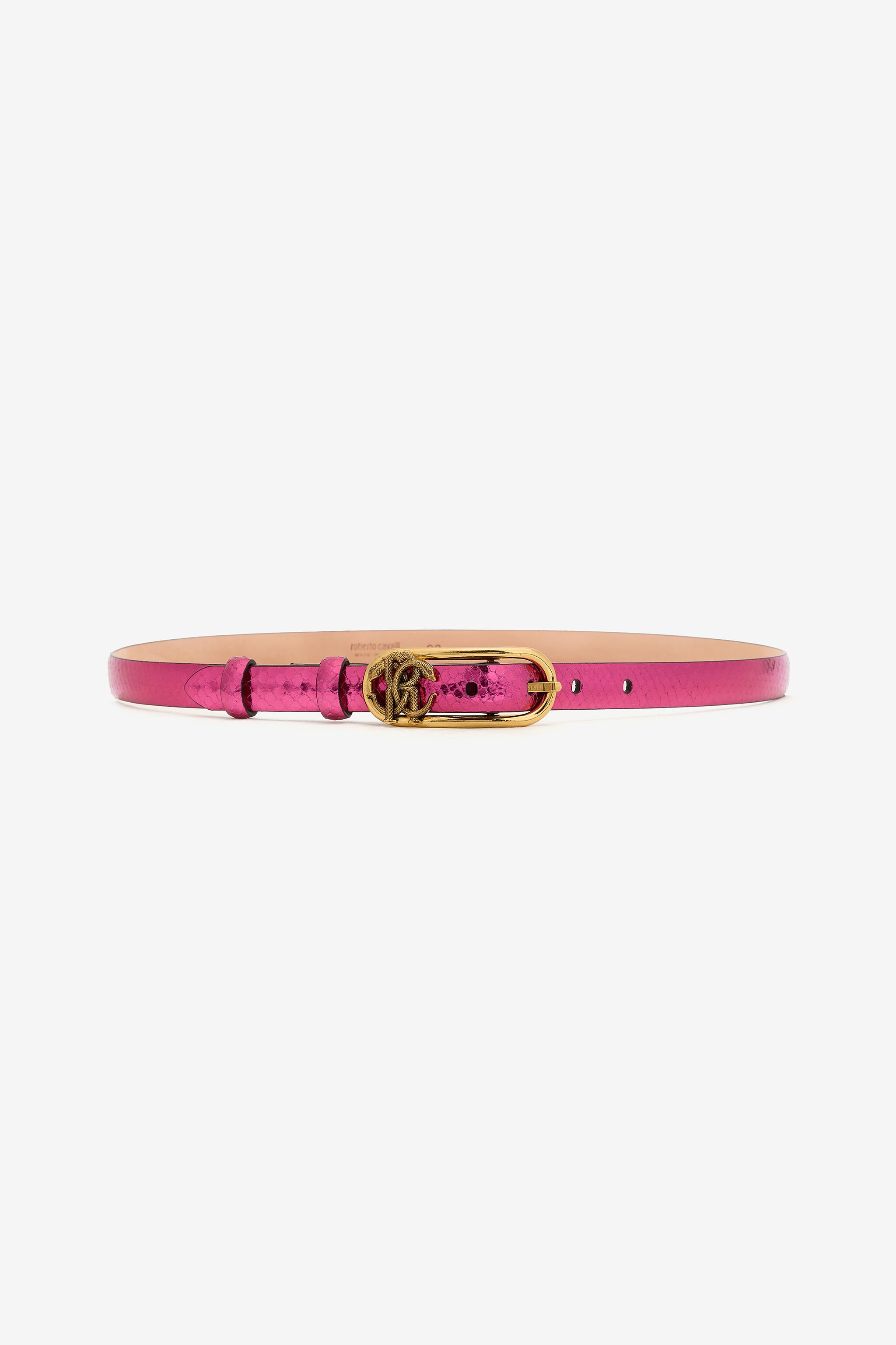 RC Laminated Leather Belt with Snake Print Fuchsia SKC005-PZ579