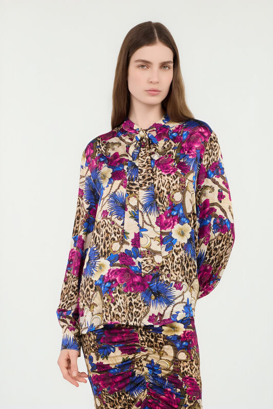 JC Camicia Stampa Flower Leo 700 BEIGE + 343 CILI VFT235-VF382