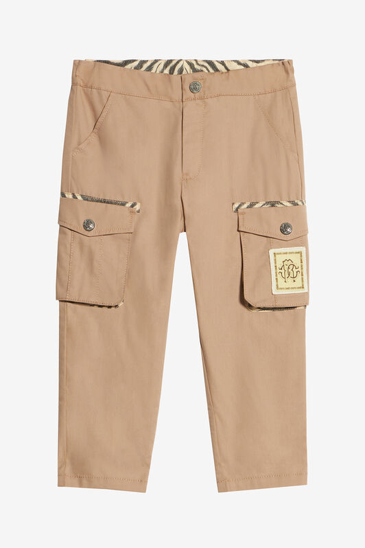 JU Pantalones Con Parche Logotipo BEIGE UJT215-CH008