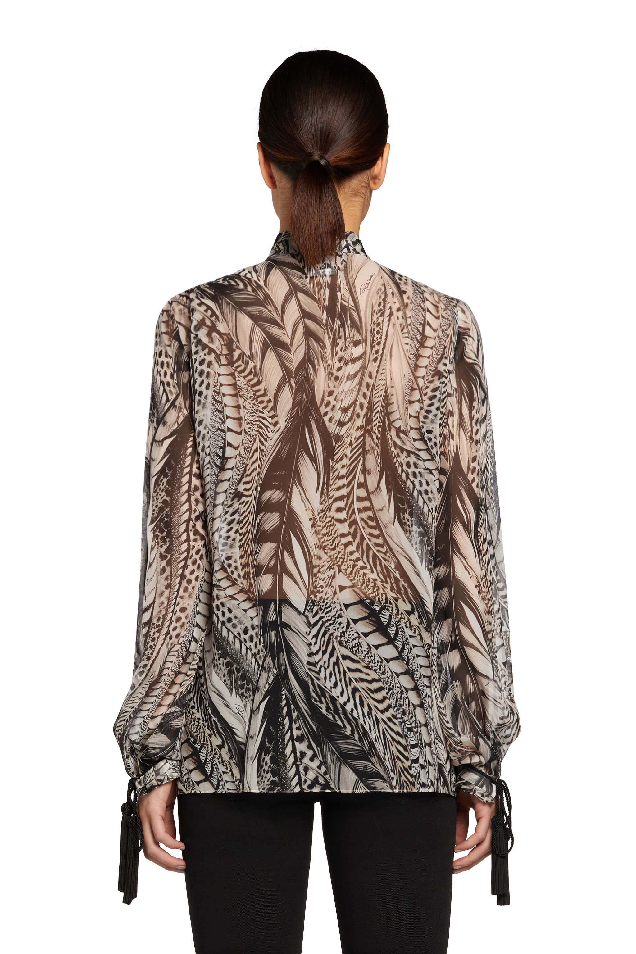 RC Feather-print long-sleeve shirt Gray MQT702-GFA38