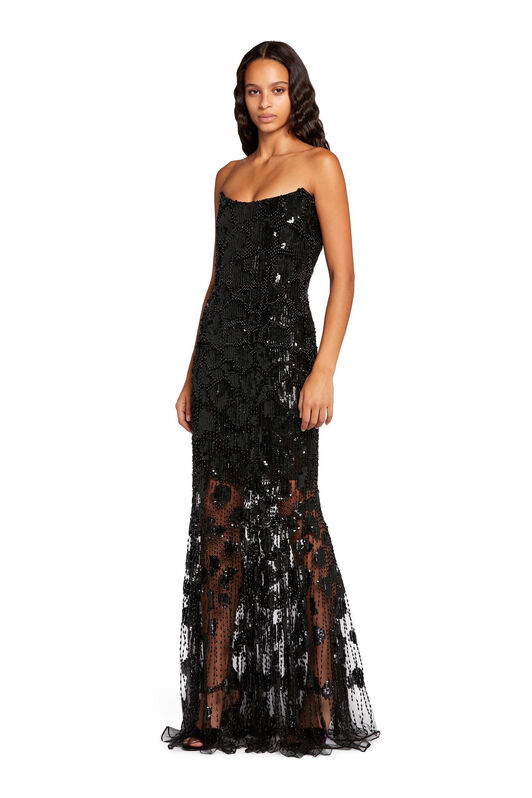 RC Bead-Embellished Giraffe Maxi Dress Black KQR135-RT020