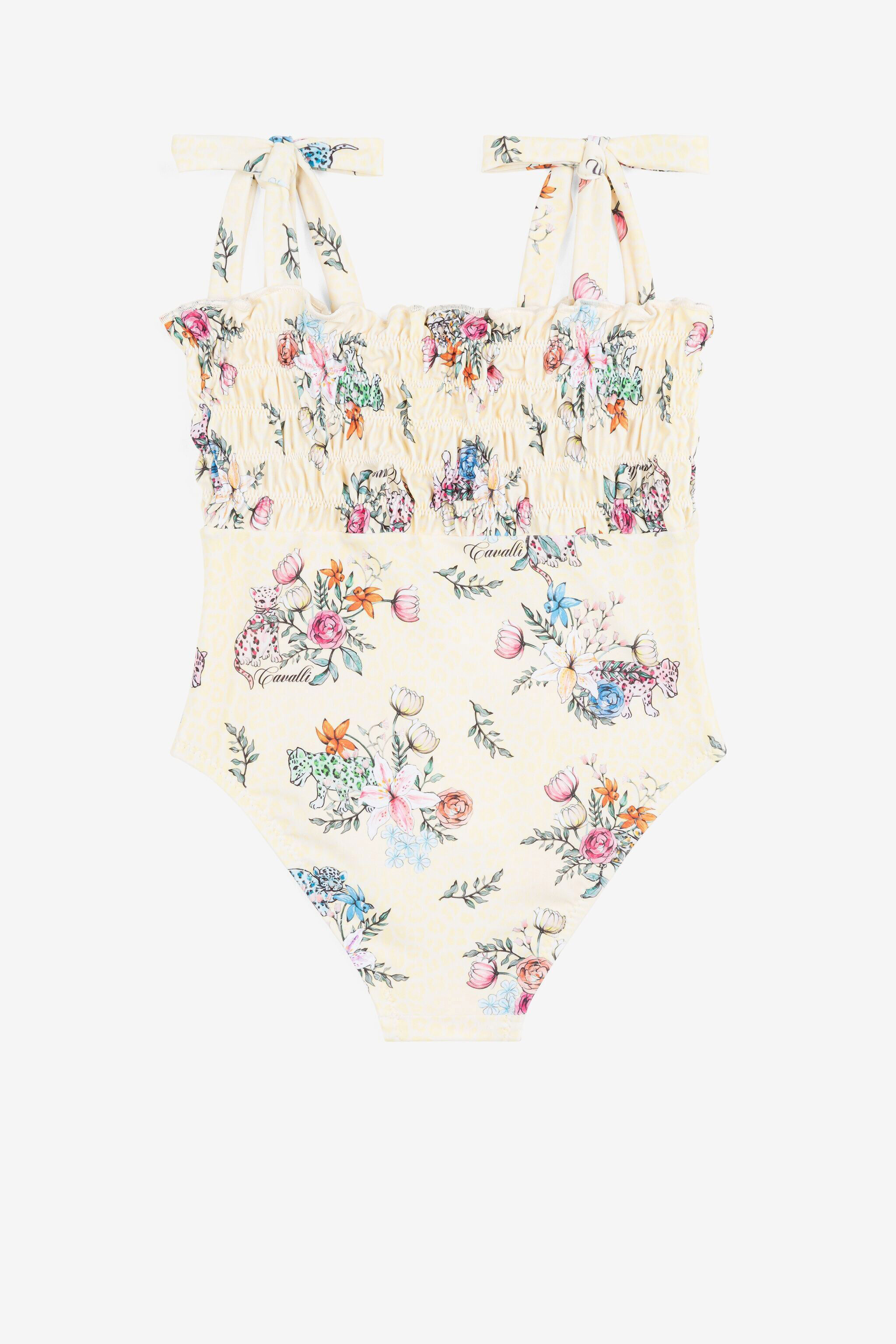 JU Badeanzug mit Jaguar und Blumen-Print Gelb QJW001-HVF61