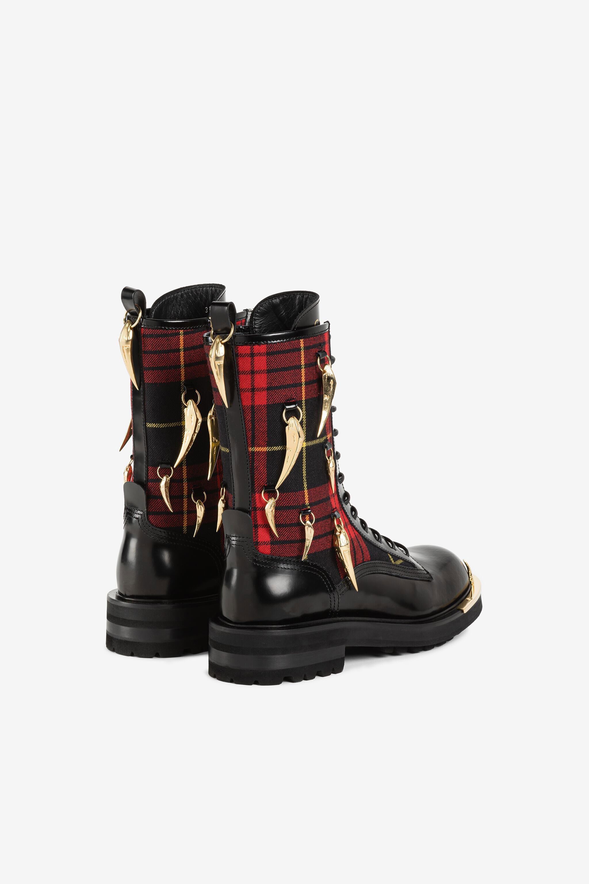 RC Tiger Tooth Tartan Combat Boots Black/Red PKS003-PZ234