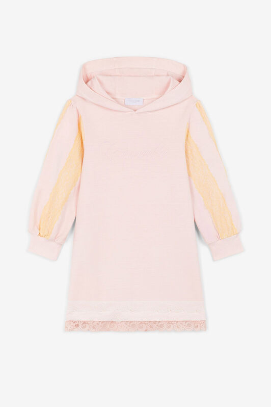 JU Kleid mit Kapuze und Spitzenbesatz JU Kleid mit Kapuze und Spitzenbesatz Rosa OJT913-ISA2J
