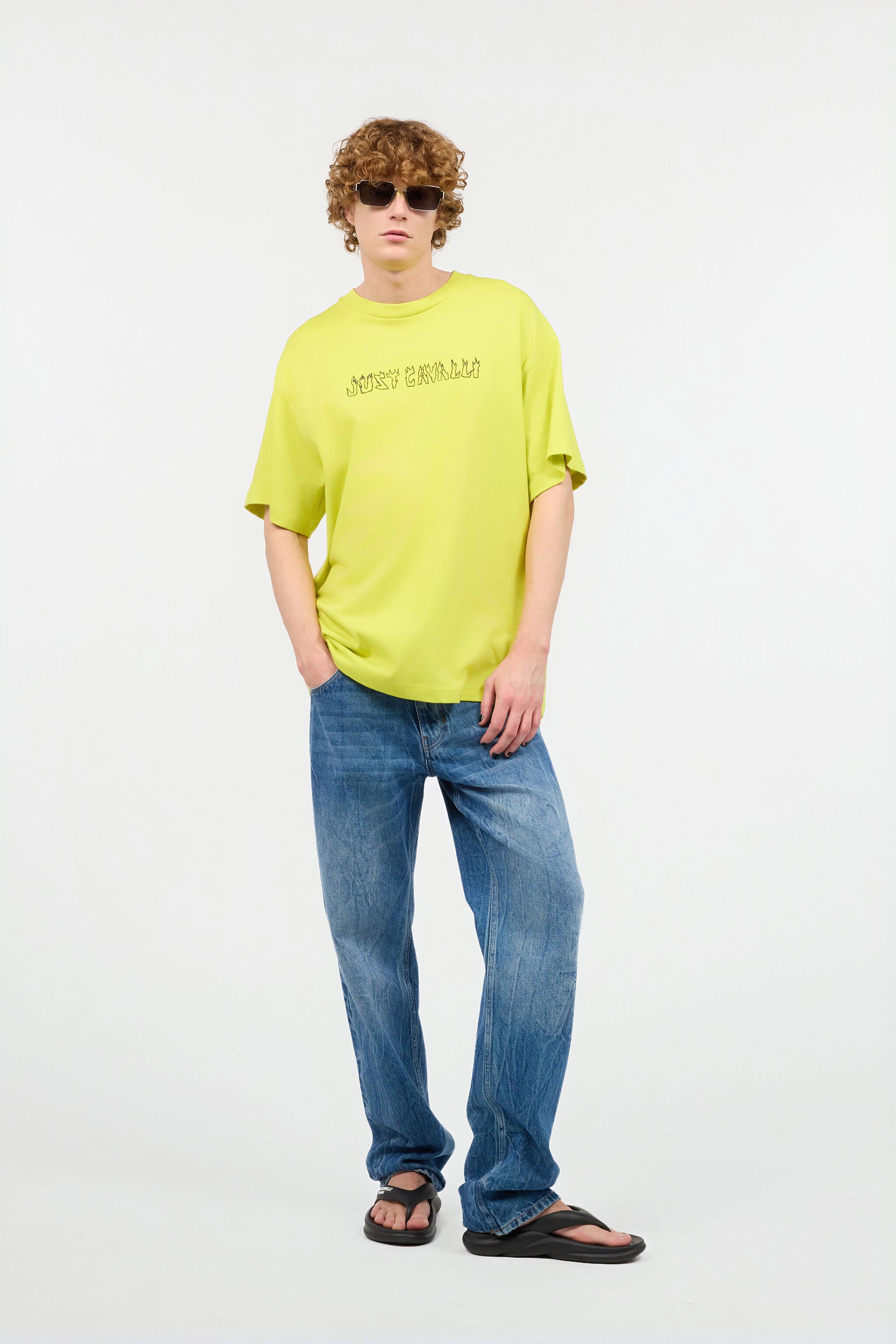 JC T-Shirt Mit In Flammen Stehendem Schriftzug Hellgrün UFT060-UF080