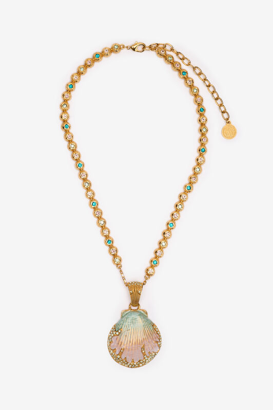 RC Necklace With Shell Pendant And Crystals Gold UWG018-AM072