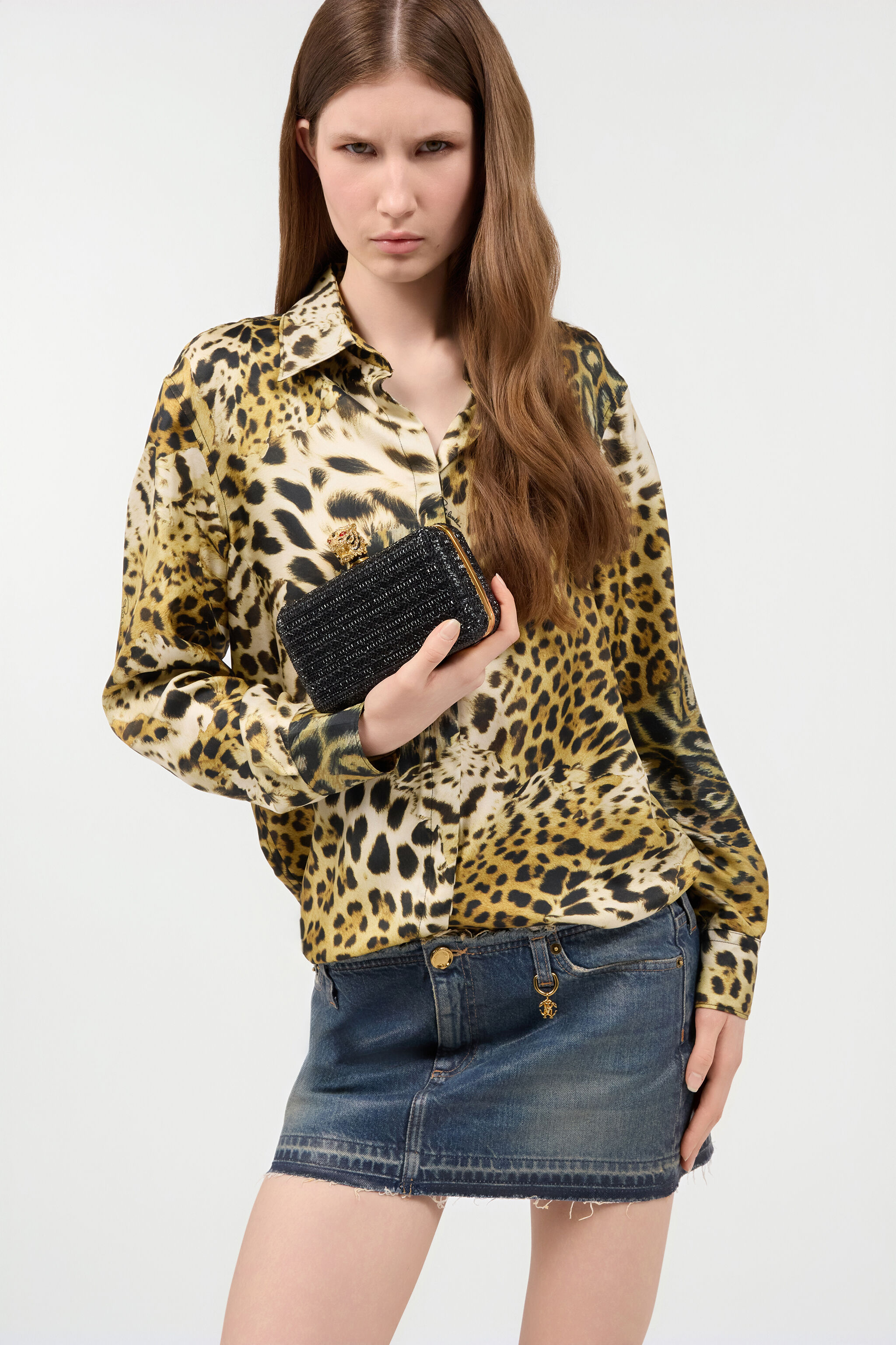 RC Clutch With Rhinestones And Tigers Black UKB014-PZE10