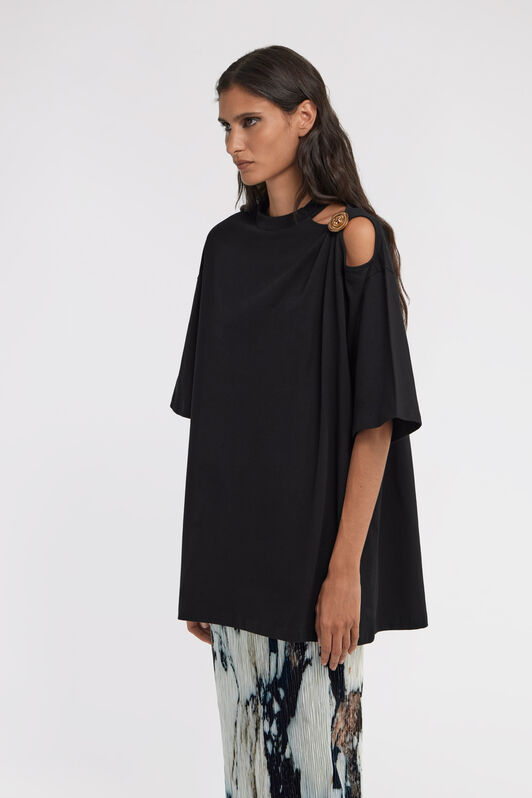 RC T-shirt with shoulder jewel detail Negro TWT663-JD062
