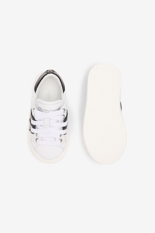 JU Leather Sneakers With Contrasting Inserts WHITE/BLACK TJS02L-PZJ02