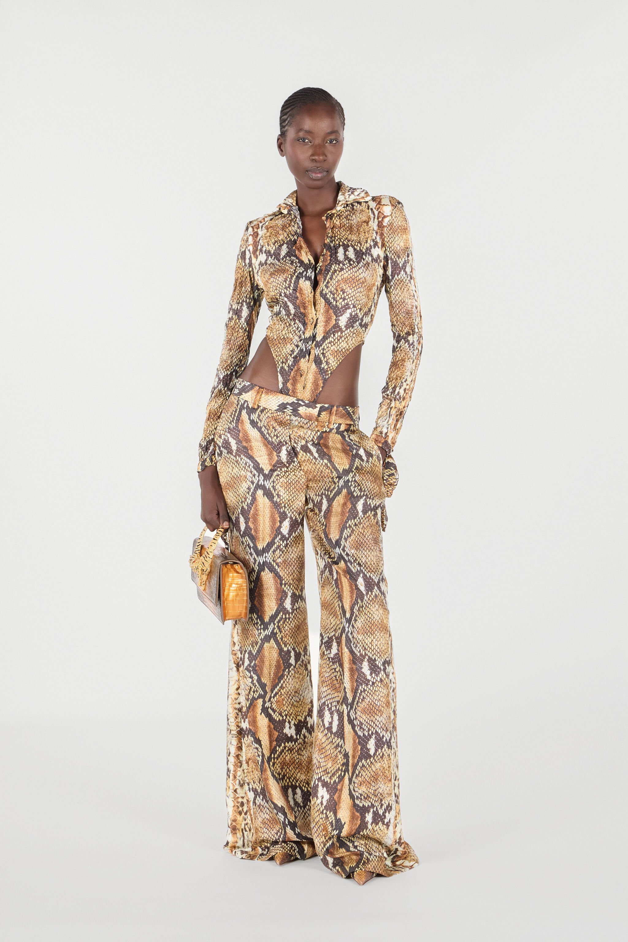 RC Python Print Shirt Bodysuit Light Brown UWT706-4QN93