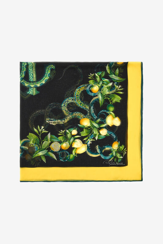 RC Roberto Cavalli shawl with Lemon print Noir SYI00G-2NL58