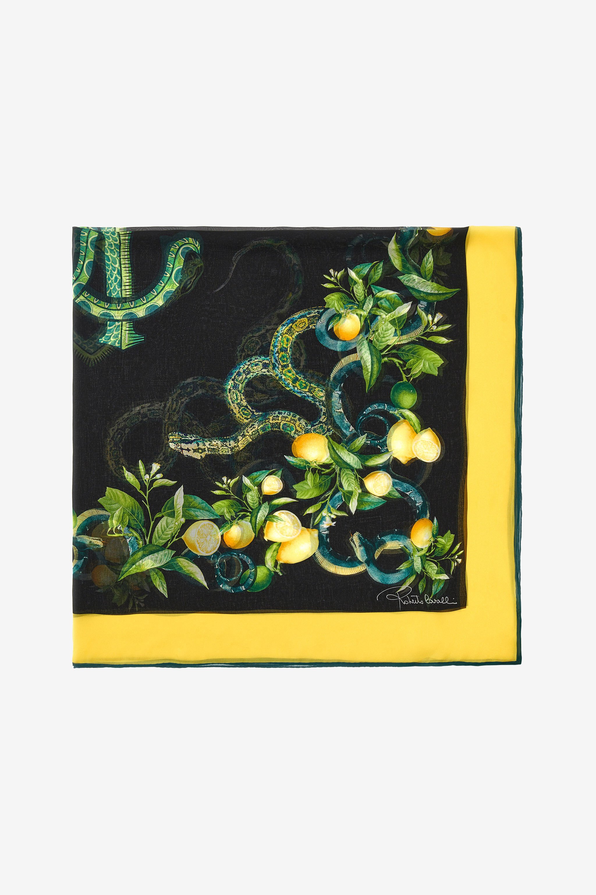 RC Roberto Cavalli shawl with Lemon print Noir SYI00G-2NL58