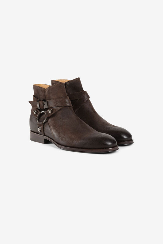 RC Stivaletti in pelle con pantere DARK BROWN PRS002-PZ003