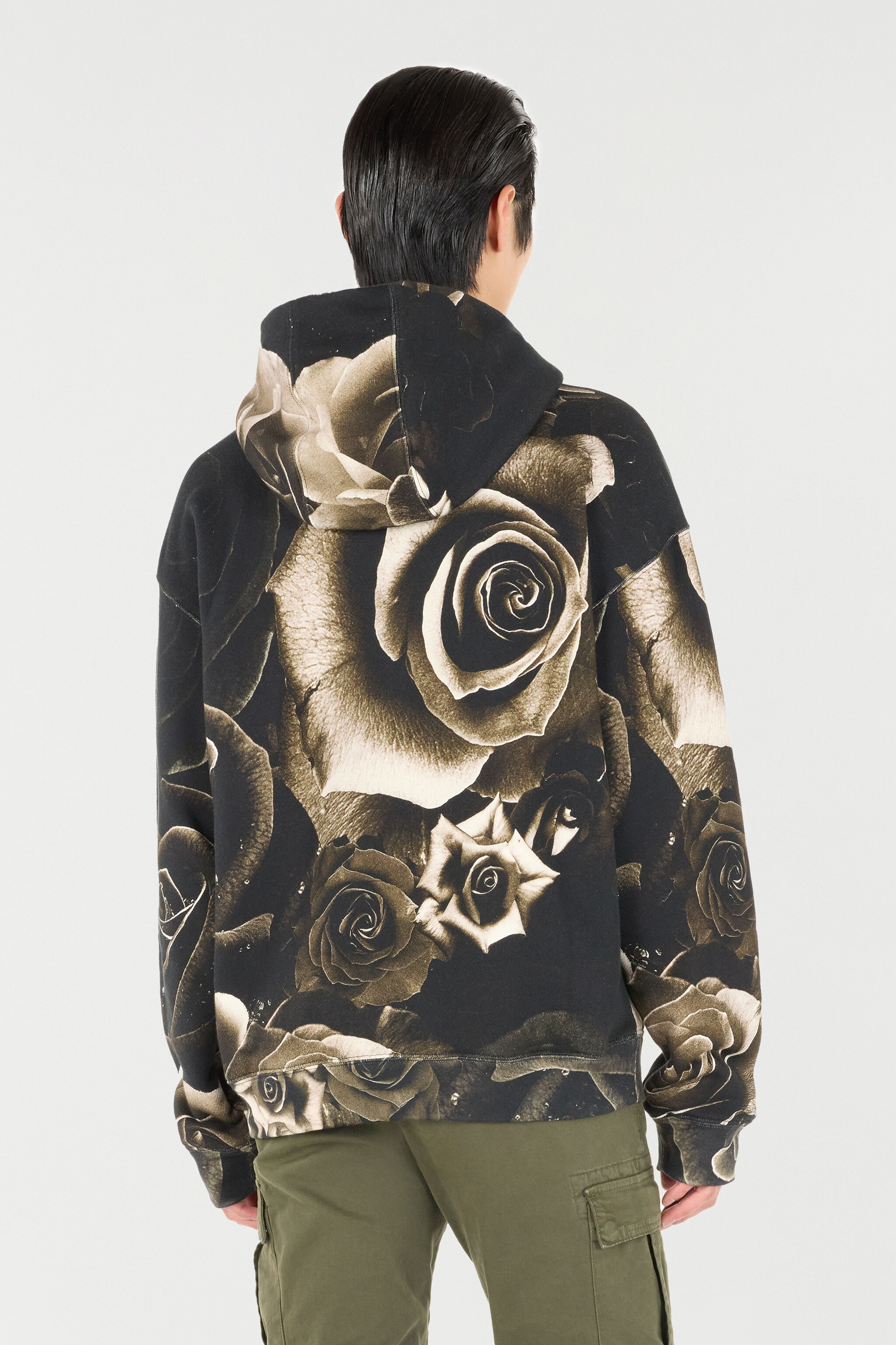RC Rose-Print Hooded Sweatshirt Black/White URT69B-5ON48